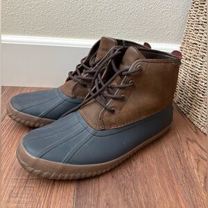Sperry Brown Leather and Dark Gray Rubber Duck Boots